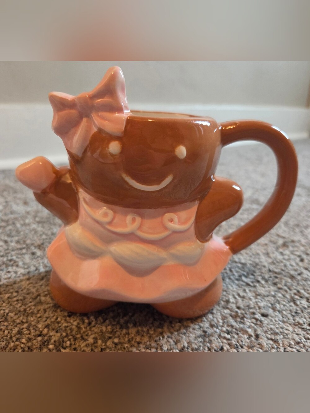 Cute Pink & Brown Gingerbread Girl Mug By Peppermint & Pine